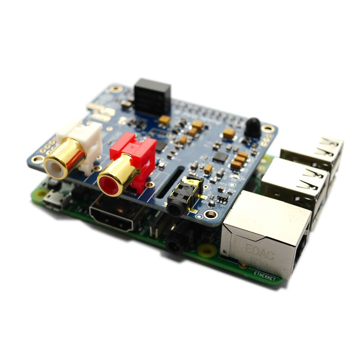 DollaTek Scheda Audio DAC II HiFi | ES9018K2M | 384 kHz / 32 Bit | Alta risoluzione | Formato DSD supportato | per Raspberry Pi 3 Modello B / 3B / 2B