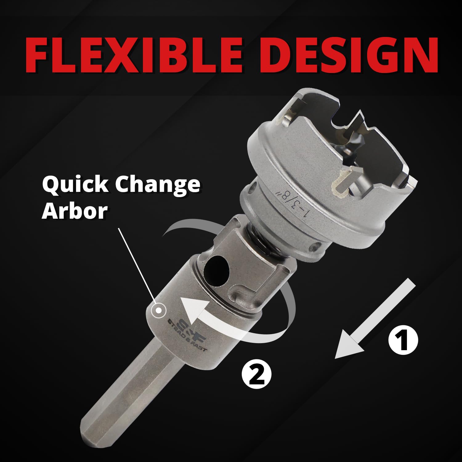 S&F STEAD & FAST Heavy Duty Carbide Hole Cutter, 7PCS, Quick Change Hole Saw Kit, 7/8”-2”, Carbide Hole Saw Kit for Metal, Stainless Steel