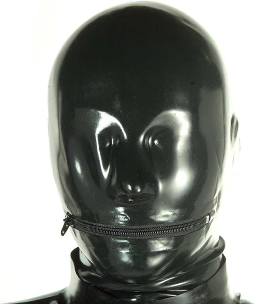 Latex Anatomical Hood Mask for Men with Mouth Zipper 0.6mm Latex Mask (0.6mm)