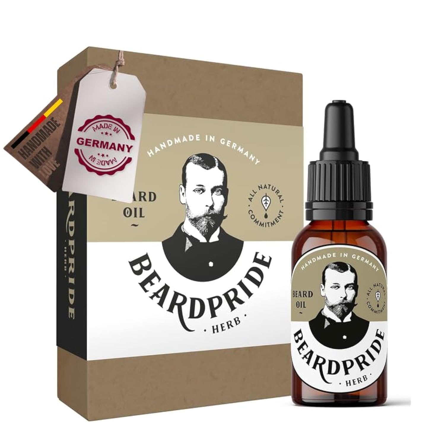 Beardpride® Premium Bartöl | Für Bartpflege und Hautpflege | Unterstützt deinen Bart beim Wachstum | Für einen spürbar weicheren und glatteren Bart | Handgefertigt aus 100% kaltgepressten Bio Ölen