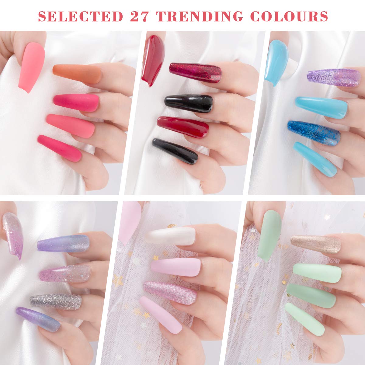 Lavender Violets Gel Nail Polish Kit 27+3 Colors Sparkle Solid Color Changing Gel Pink Blue Red Orange with Base & No Wipe Top & Matte Top Coat for Nail Art Design C972