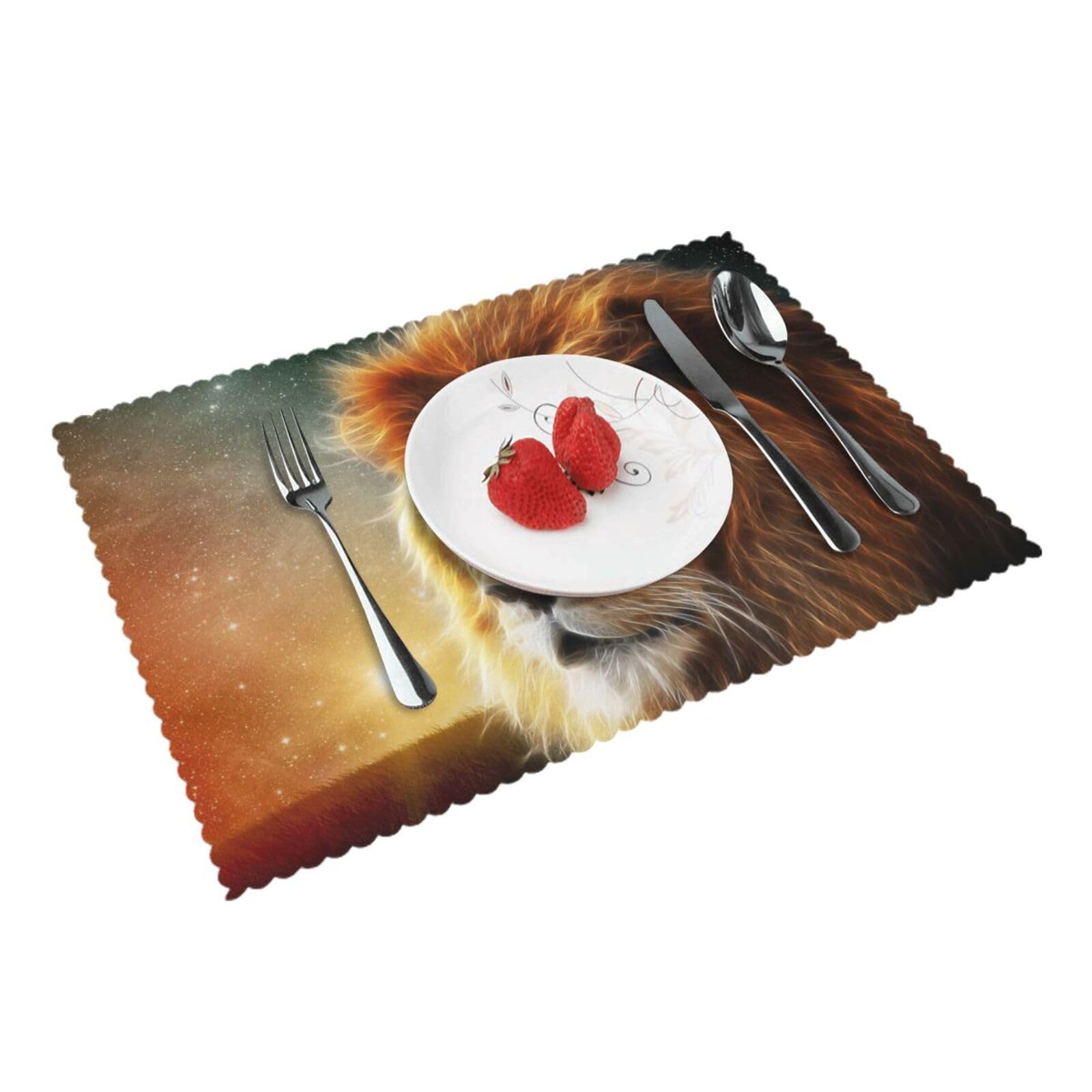 Bnvsadc Scifi Lion 4 Pcs Heat Resistant Placemat 45X30 Cm, Printed Non-Slip Place Mats For Kitchen Dining Table Indoor Outdoor