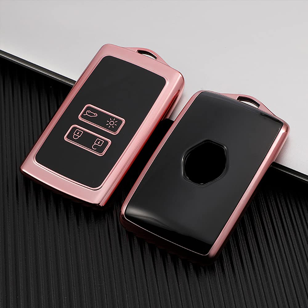 HIBEYO Custodia per Chiave Auto, in Ecopelle, Adatta per Renault a 4 Tasti, per Renault Megane Scenic Laguna Captur Koleos Clio