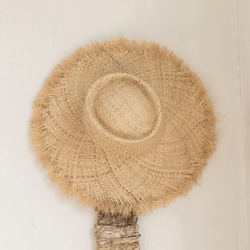Sommer-Bast-Sonnenhut für Damen, breite Krempe, Schlapphut, Mädchen, Outdoor-Urlaub, Strandhut