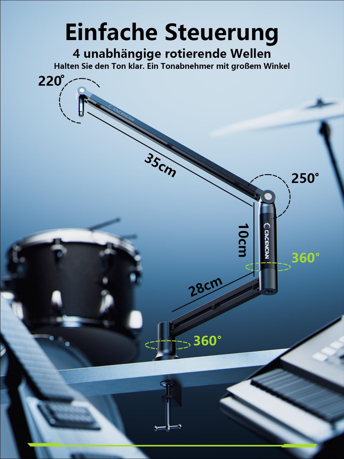 Braccio per Microfono, Mic Arm Supporto per Microfono Girevole a 360° con Supporto da Scrivania, Asta per Microfono Peso Dell'aggiornamento è di 5,5 libbre, Compatibile con HyperX/FIFINE/MAONO/TONOR