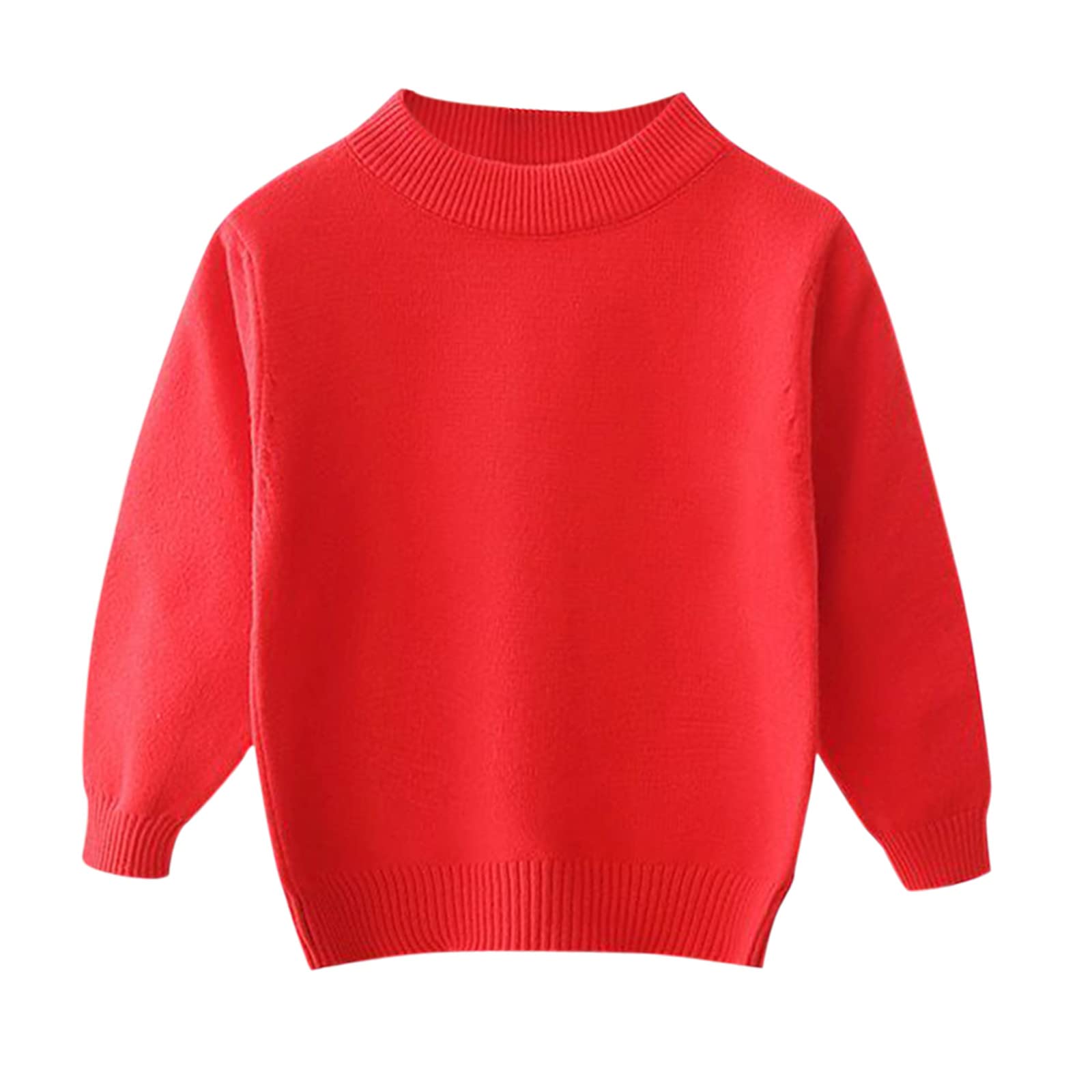 RNTOP Toddler Girls Boys Knit Sweater Pullover Baby Solid Color Long Sleeve Sweatshirt Tops Warm Jumper (Red, 2-3 Years)