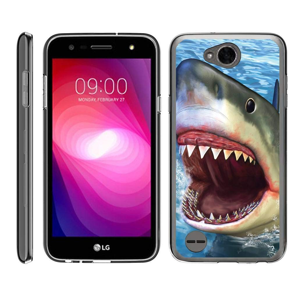 TurtleArmor | Compatible with LG X Power 2 Case | LG Fiesta 2 | LG X Charge [Flexible Armor] Ultra Slim Compact Flexible TPU Case Fitted Soft Bumper Cover Animal - Shark Attack