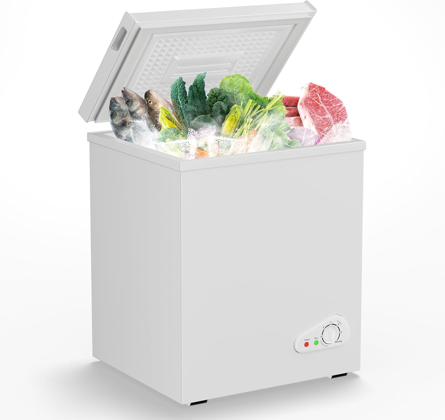 5.0 Cu Ft Chest Freezer – Compact Deep Freezer with 7-Level Thermostat, Removable Basket & Top Opening, for Home Kitchen(White,5.0)