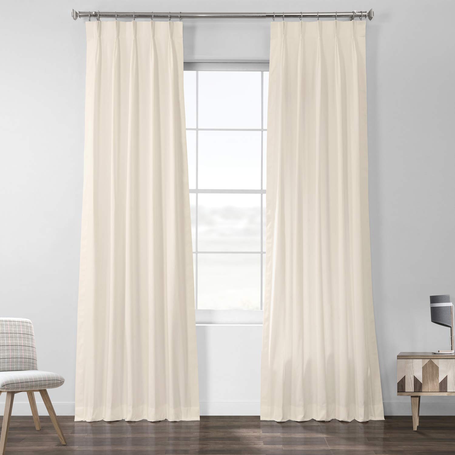 HPD Half Price DrapesSolid Cotton Pleated Sheer Curtains for Living Room 25 X 108 (1 Panel), PRCT-S01B-108-FP, Fresh Popcorn