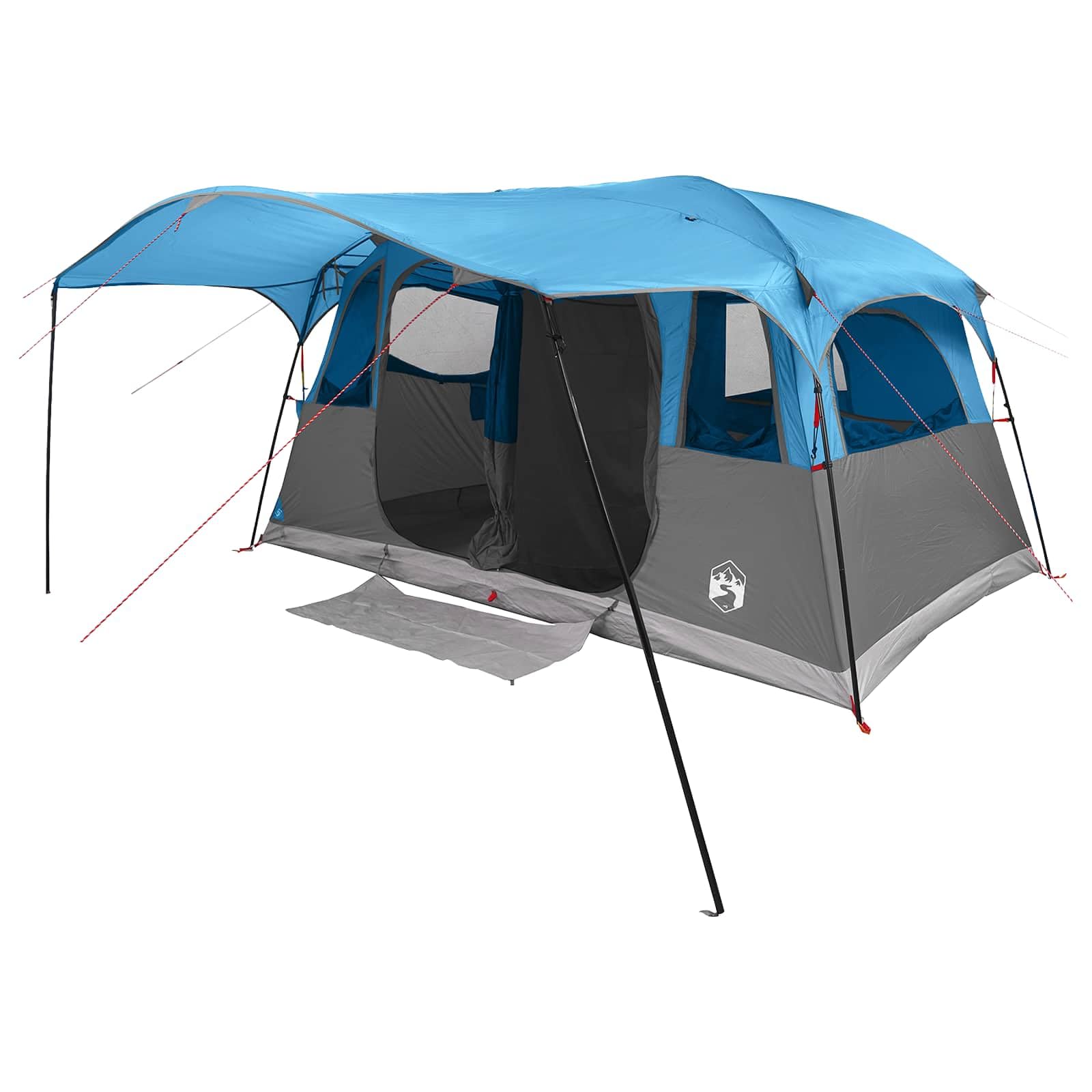 Tenda da campeggio per 10 persone, verde, poliestere e acciaio