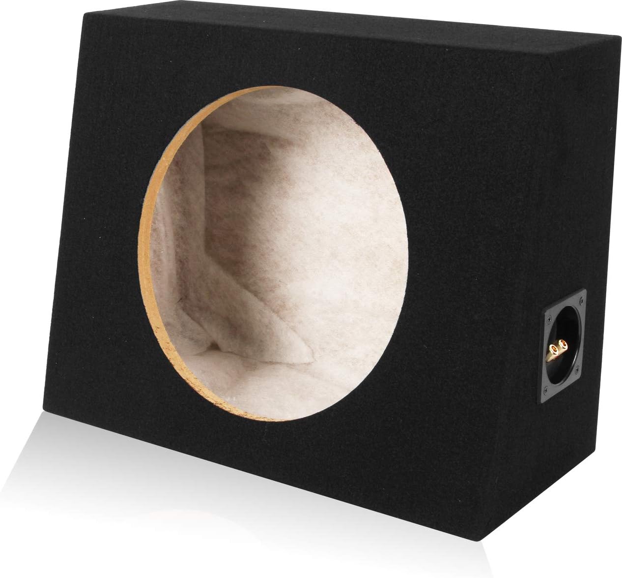 Belva 1TRUCK12 Single 12" Angled Truck or Hatchback Subwoofer Box Enclosure – CARB Compliant 5/8" MDF Shallow Sub Box with Polyfil, 0.75 CuFt Air Space, Black Carpeted Finish