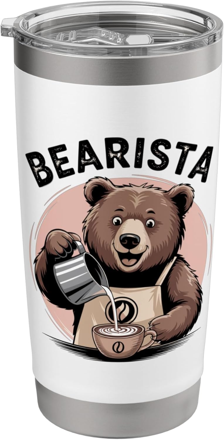 Bearista Bear Funny Coffee Barista Stainless Steel Insulated Tumbler