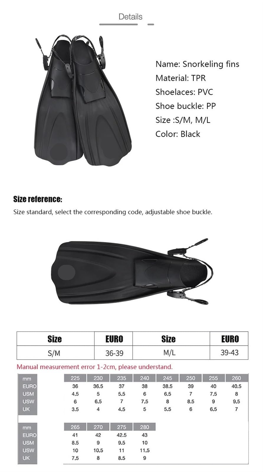 Taucherflossen Schwimmflossen Professionelle Schnorchelausrüstung Schwimmflossenschuhe Verstellbare Flossen for Erwachsene Tauchflossen