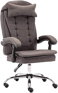 JINHUADAI Silla de Escritorio de tareas del Equipo de recepción del Gerente Textiles reposacabezas Traseros rotación de Lino ergonómicas Ajustables, 175 Grados (Gris Oscuro)