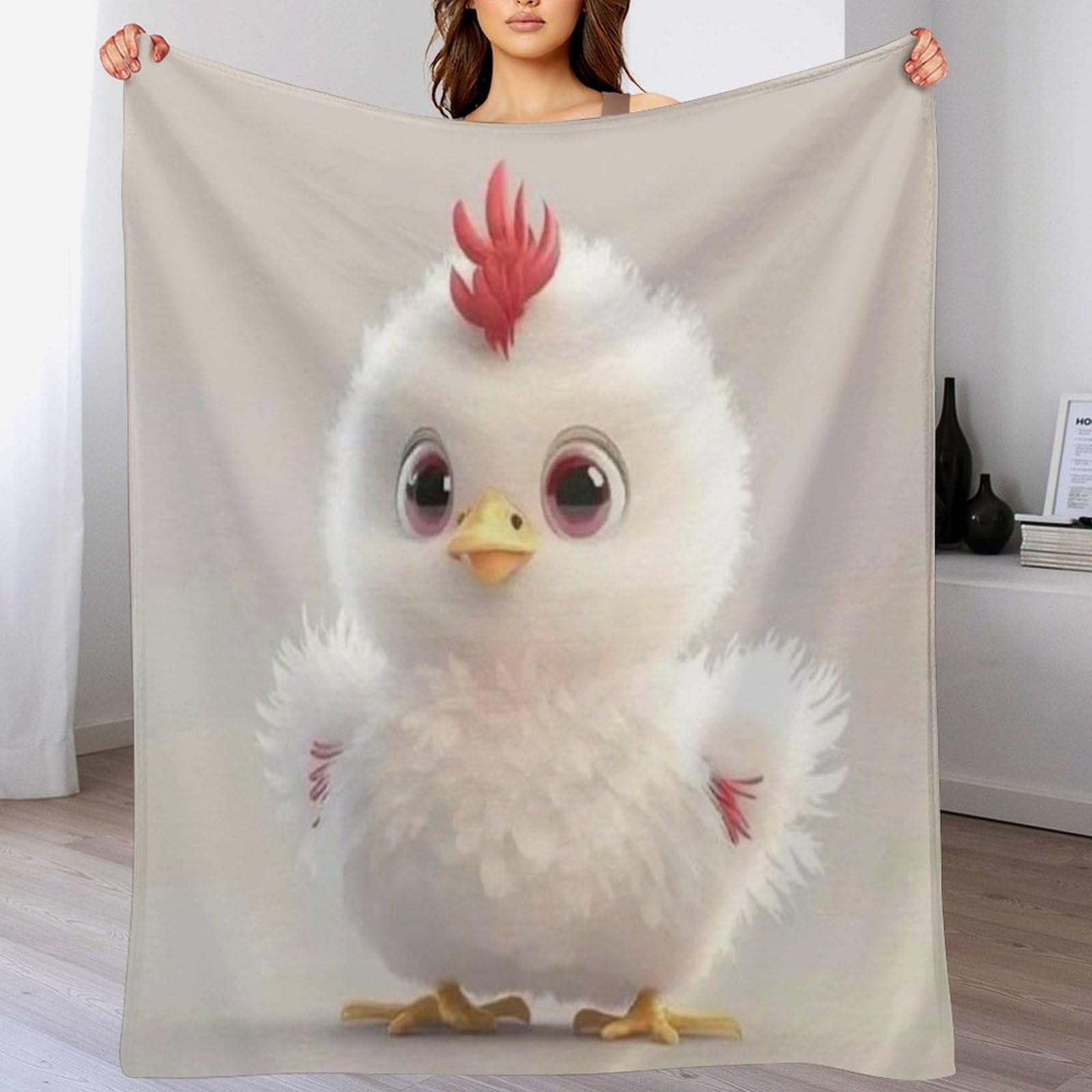 Couverture Polaire Poulet Mignon Plaid Flanelle Canapé Lit Chaud Doux 130x150cm