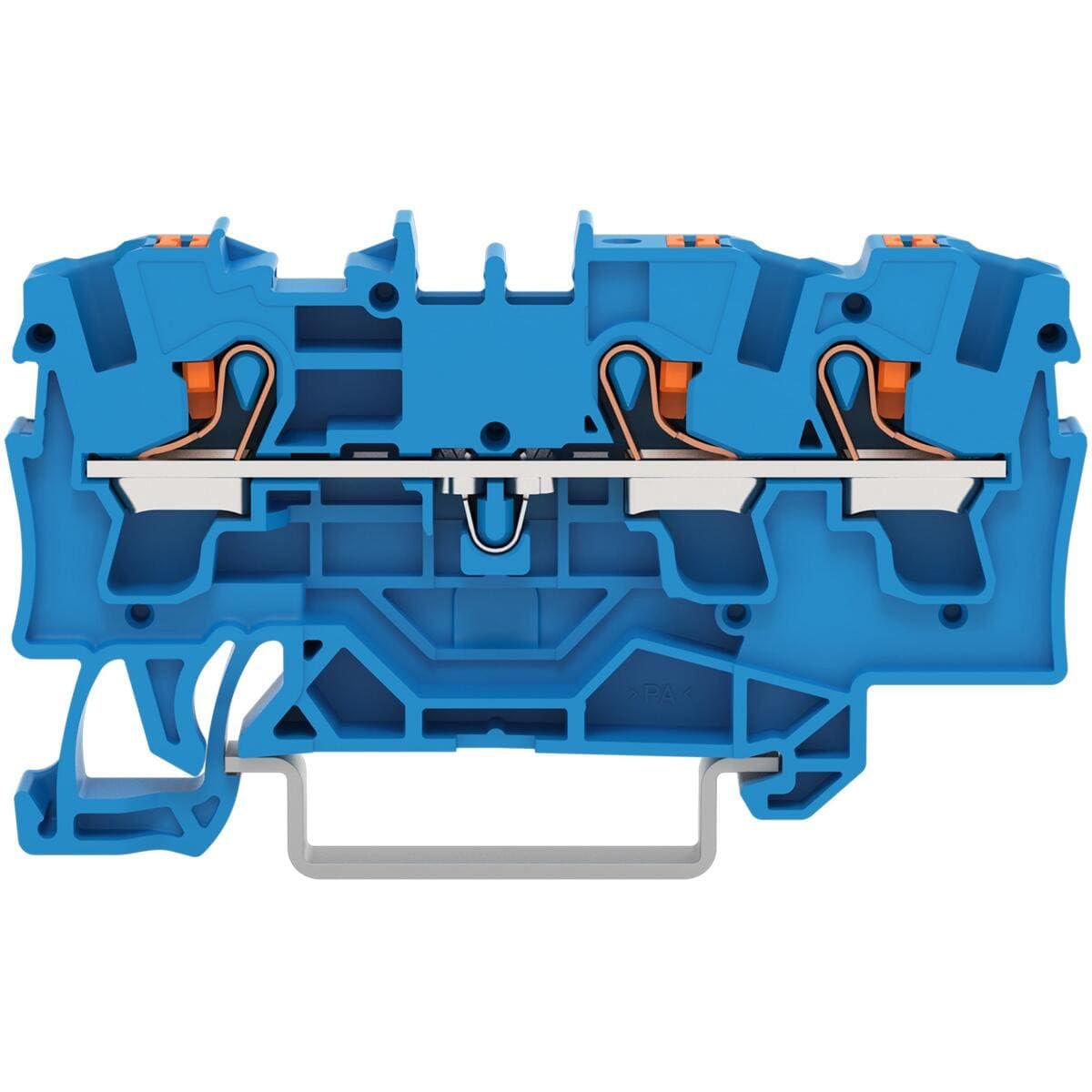 WAGO 2204-1304 3-Conductor Through Terminal Block with Push Button 4 MM Blue