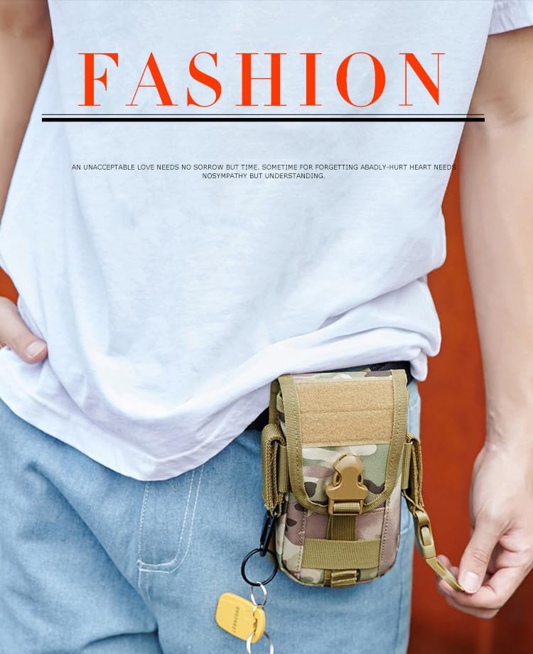 Miniatura 6 de Bolsa táctica Molle para teléfono celular, organizador con parche de bandera de EE. UU. y llavero Molle