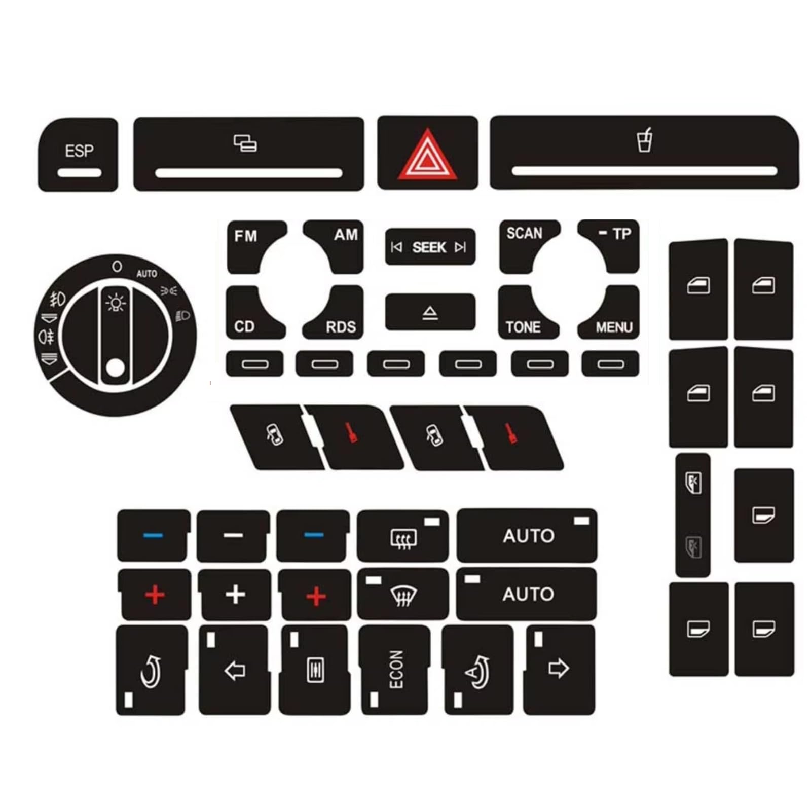 Interior Button Sticker Compatible with A4 for B6 for B7 Car Clima Headlight Button Repair Stickers Worn Knob Switch Interior Accessories Styling