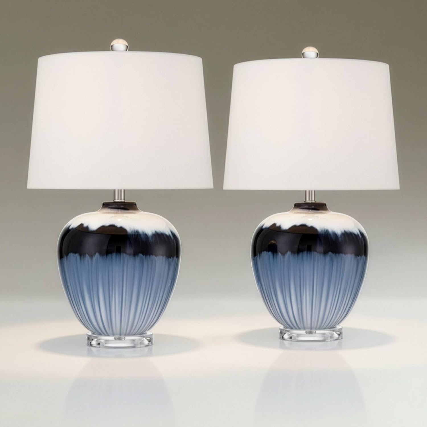 360 Lighting Hulda 26" High Blue Art Glass Table Lamp Set of 2
