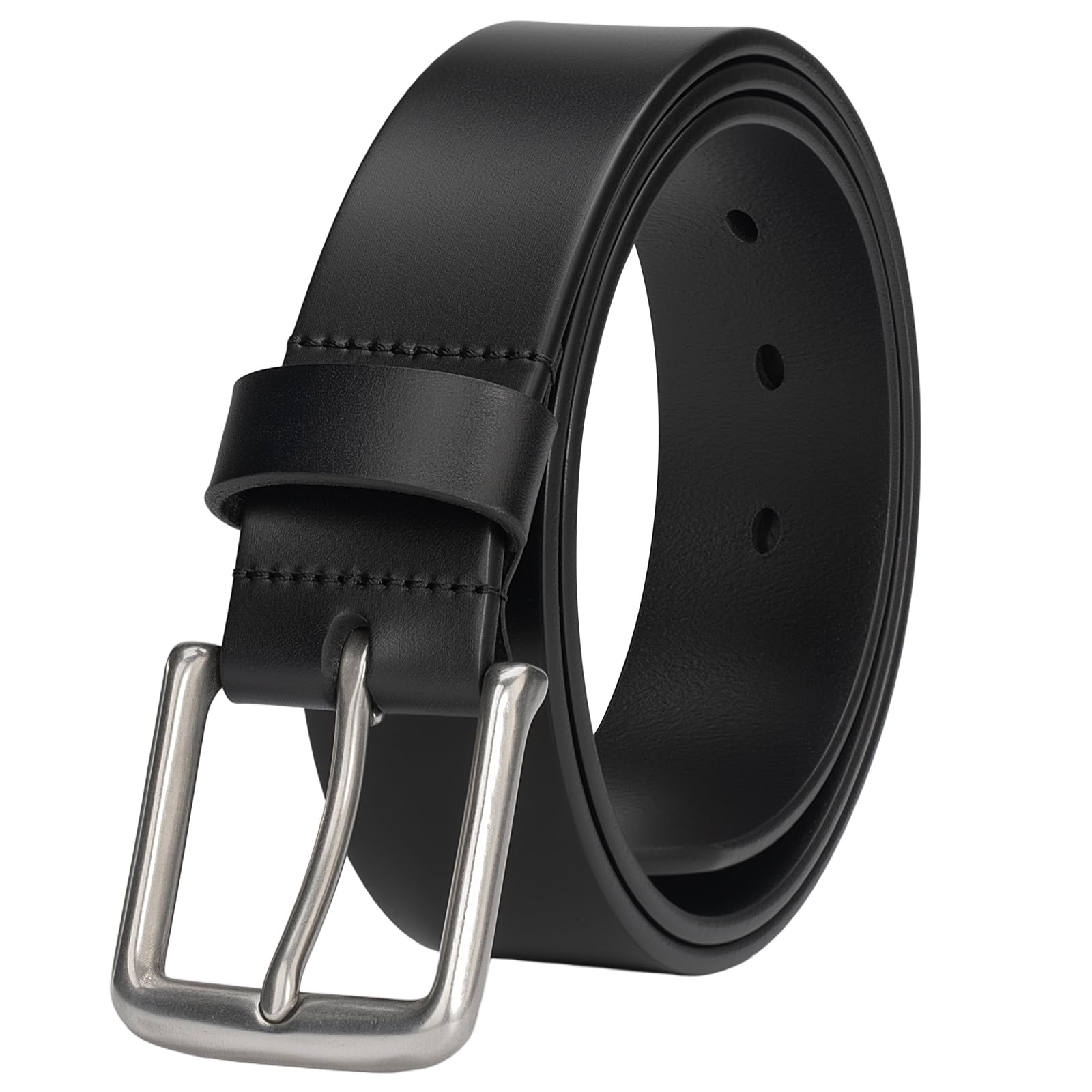 Mens Heavy Duty Full Grain Leather Belt - 1 1 2 Italian Genuine Leather with Sturdy Buckle for