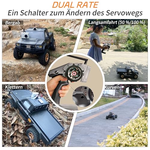 Radiolink RC6GS-V3 7 Kanäle RC Fernsteuerung mit Empfänger R7FG Set Gyro-integriert 2.4 GHz RC Fernbedienung Sender für Modellbau Auto Crawler Truck Boot (Nur Englisches Menü)