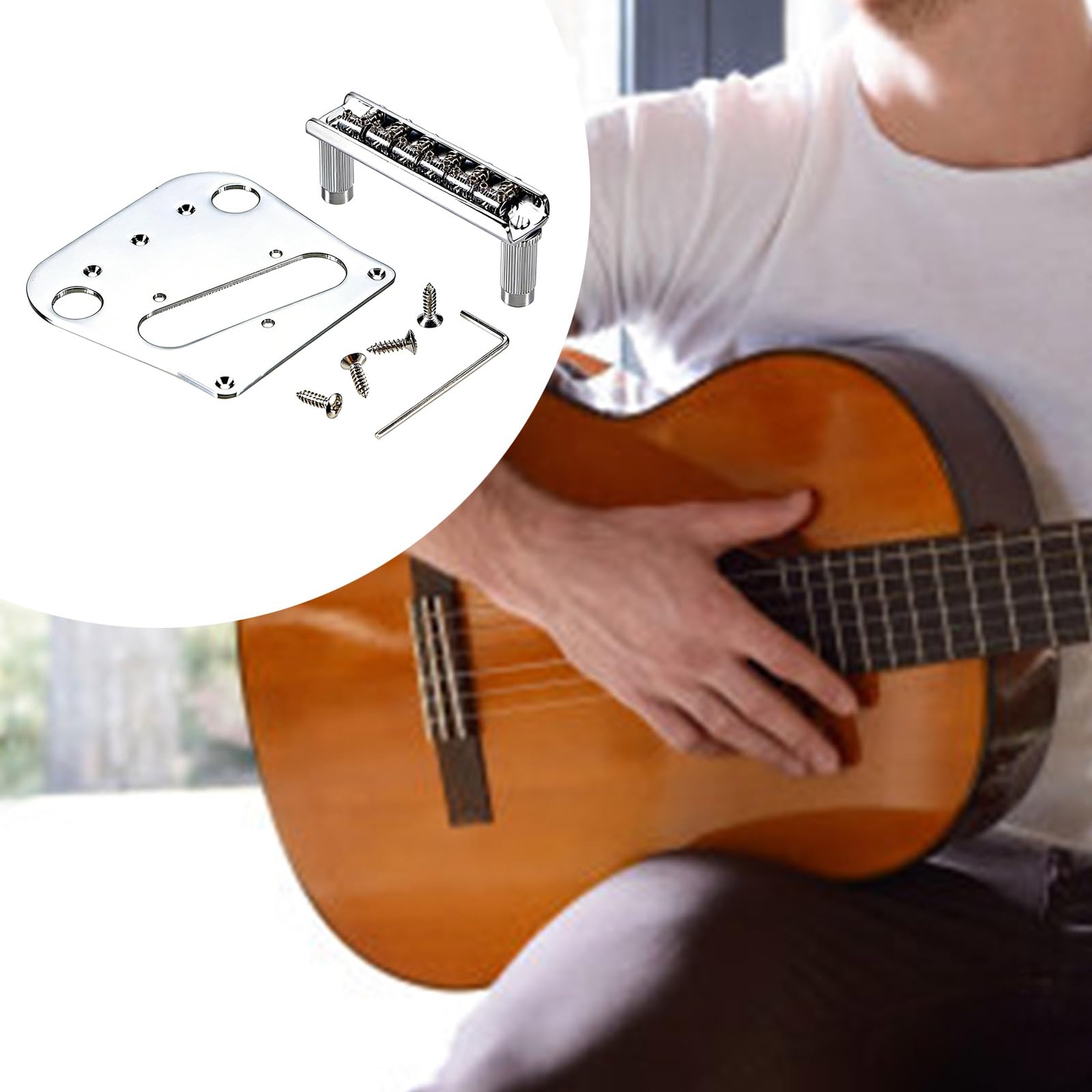 Juego de repuesto profesional de 6 sillines y placa estabilizadora para puente de guitarra B5 y B50 de fácil instalación y placa estabilizadora