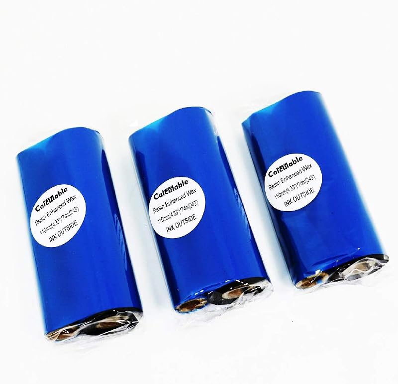 3Count 4.33" x 243' (110mmx74m) Resin Enhanced Wax 1/2" Core Thermal Transfer Wax Ribbon for Label, Tag & Barcode Printing for Zebra,TEC,DATAMAX,INTERMEC,Avery,Citizen,SATO,TSC,GODEX,ARGOX