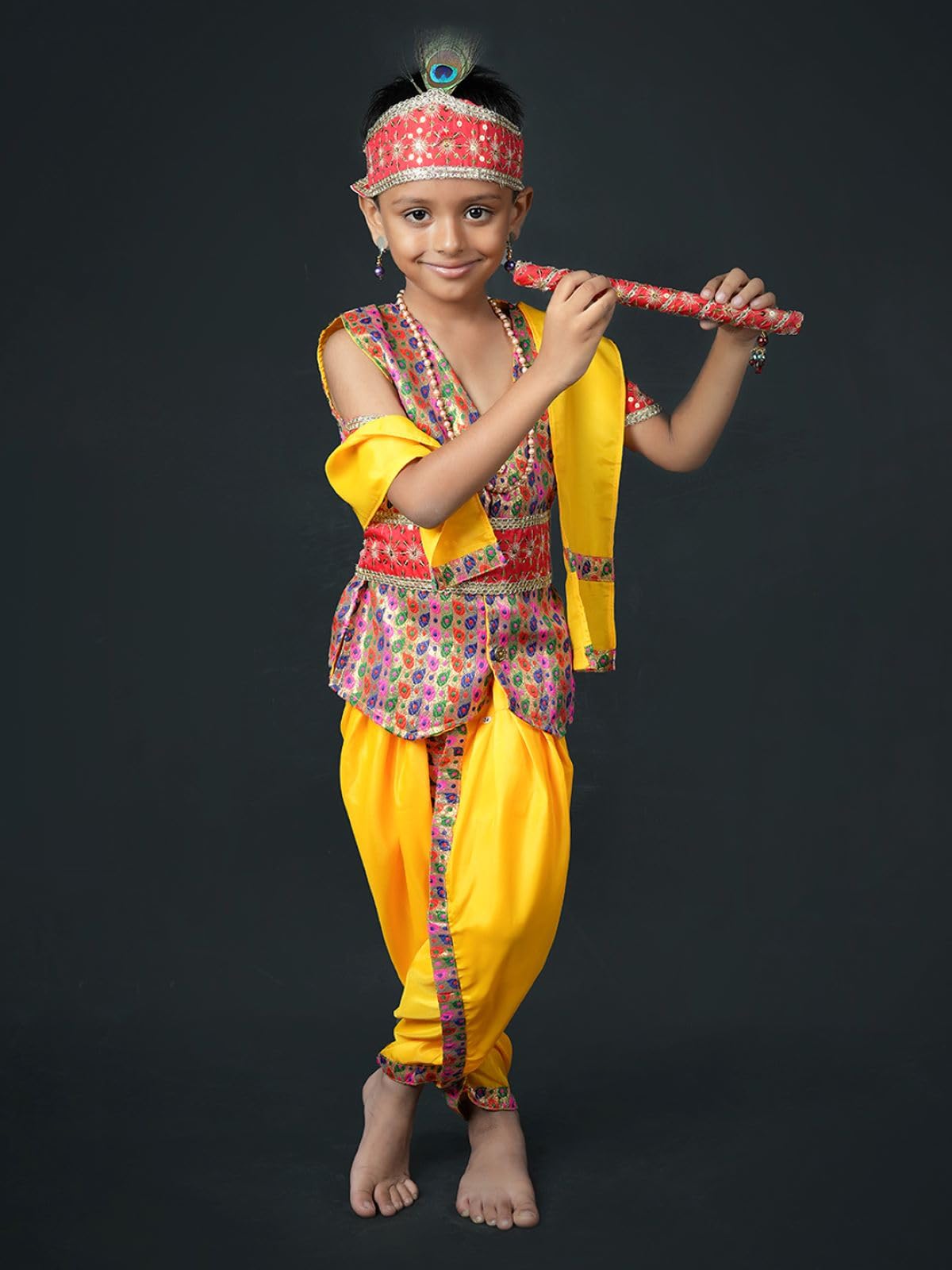 BookMyCostume Shri Krishna Multicolor Kids Fancy Dress Costume 9 Pcs Set with Red Accessories - Premium 4-5 years (B08KT7QT5Z) Amazon Price History, Amazon Price Tracker