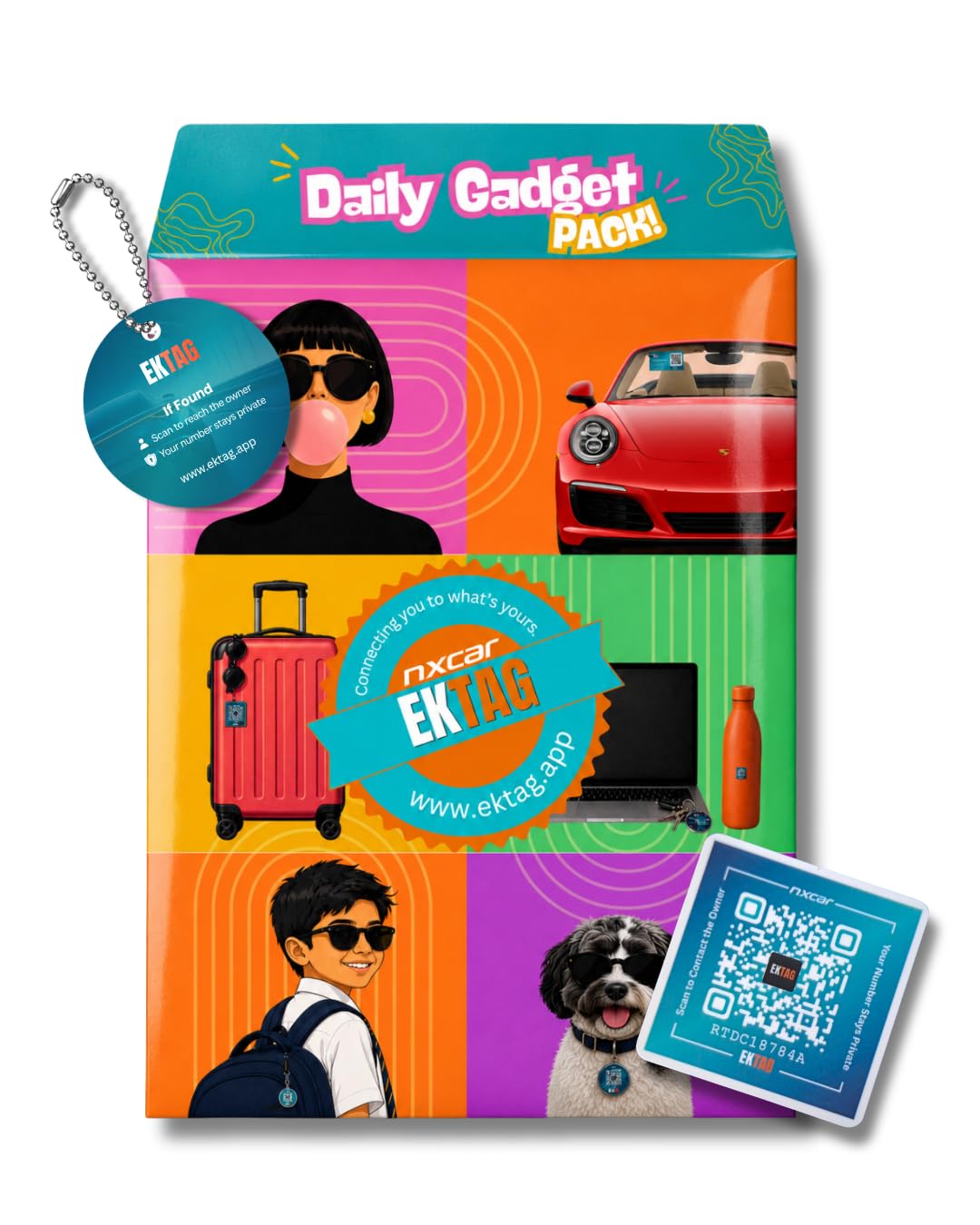 Nxcar EkTag Daily Gadget Pack (5 Tags) Smart QR Code Tags for Laptops, Tablets, Headphones & Gadgets | Anonymous Scan-to-Call | No App Needed for Finder-image-40