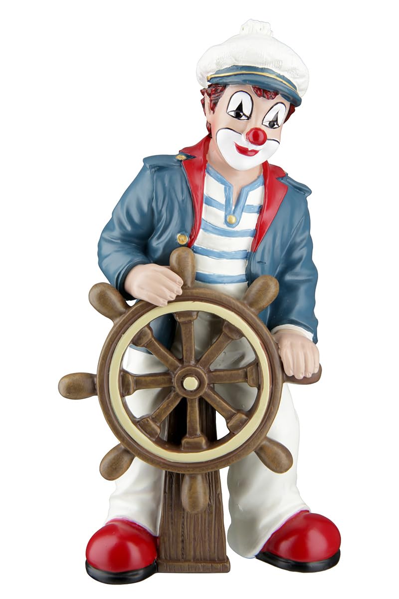 GILDE Gildeclown Decorative Figure Clown Captain Sailor - Maritime Decoration Made of Resin - Gift for Collectors - Multicoloured Height 15.5 cm
