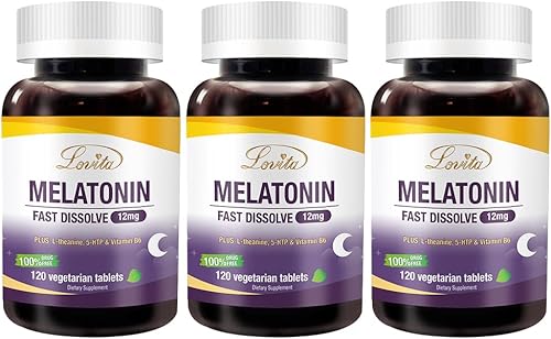 Lovita Tabletas de melatonina de 12 mg de disolución rápida, más potentes que la melatonina 10 mg, 100% libre de drogas, fórmula exclusiva con