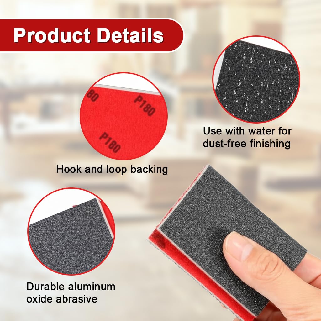 STHIRA® 20-Pack Sanding Sponge Blocks 180-3000 Grit 10x7cm for Car Wet/Dry 2