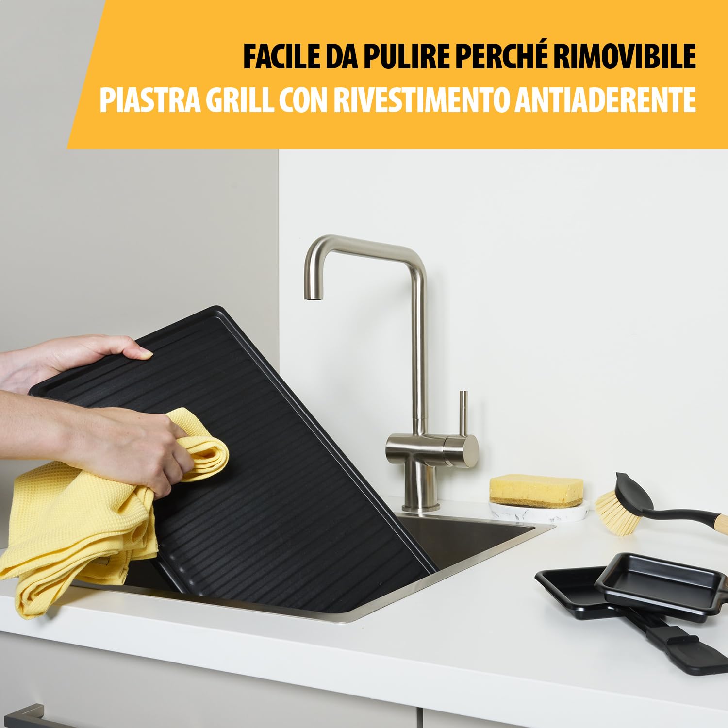 Tristar Raclette - 8 persone - Superficie di cottura 42 x 23 cm - Termostato regolabile con anello illuminato - 1400 W - Nero - RA-2746