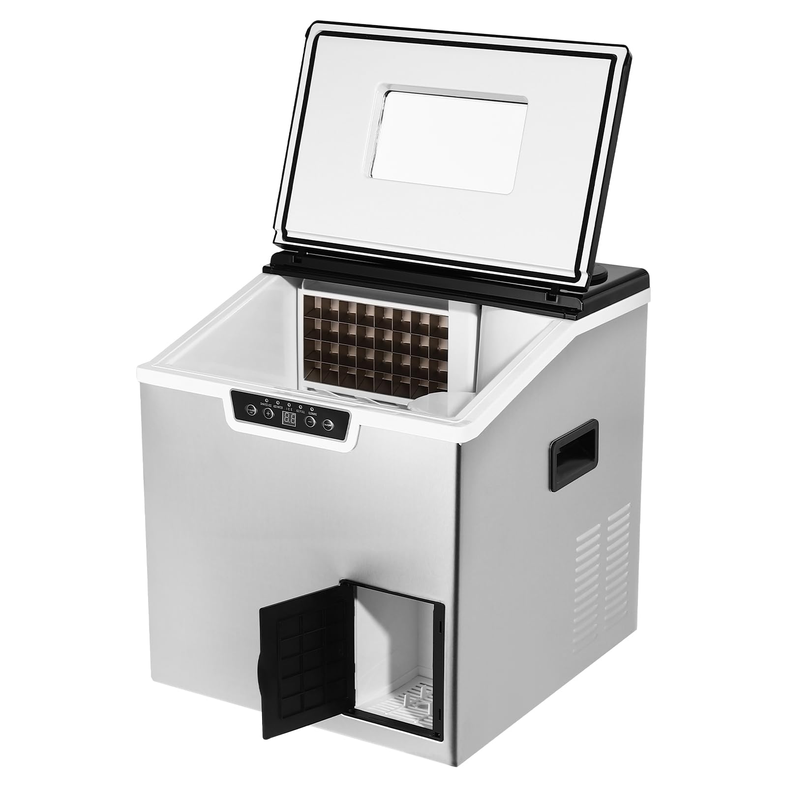 Máquina de cubitos de hielo 2 en 1 con depósito, pala de hielo, 32 dados, 12-22 min | Con depósito de hielo triturado de 1,8 L, 1000 g, pantalla LCD, para casa, oficina, cafetería, fiesta, RV