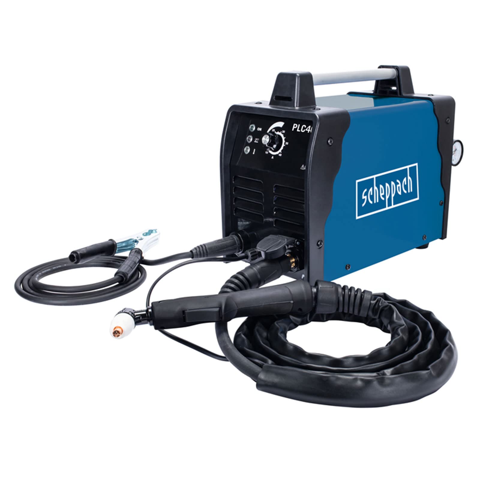 Scheppach Plasmaschneider PLC40 Plasma Schweißgerät | Schnittleistung max. 12 mm | stufenloser Schneidstrom 15-40A | mit Druckluftschlauch | inkl. Brennerhülle & Elektroden