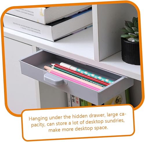 Miniatura 6 de Gogogmee 2 cajas de almacenamiento sin perforaciones, organizador de escritorio oculto, organizador de papelería, bandeja adhesiva para lápices,