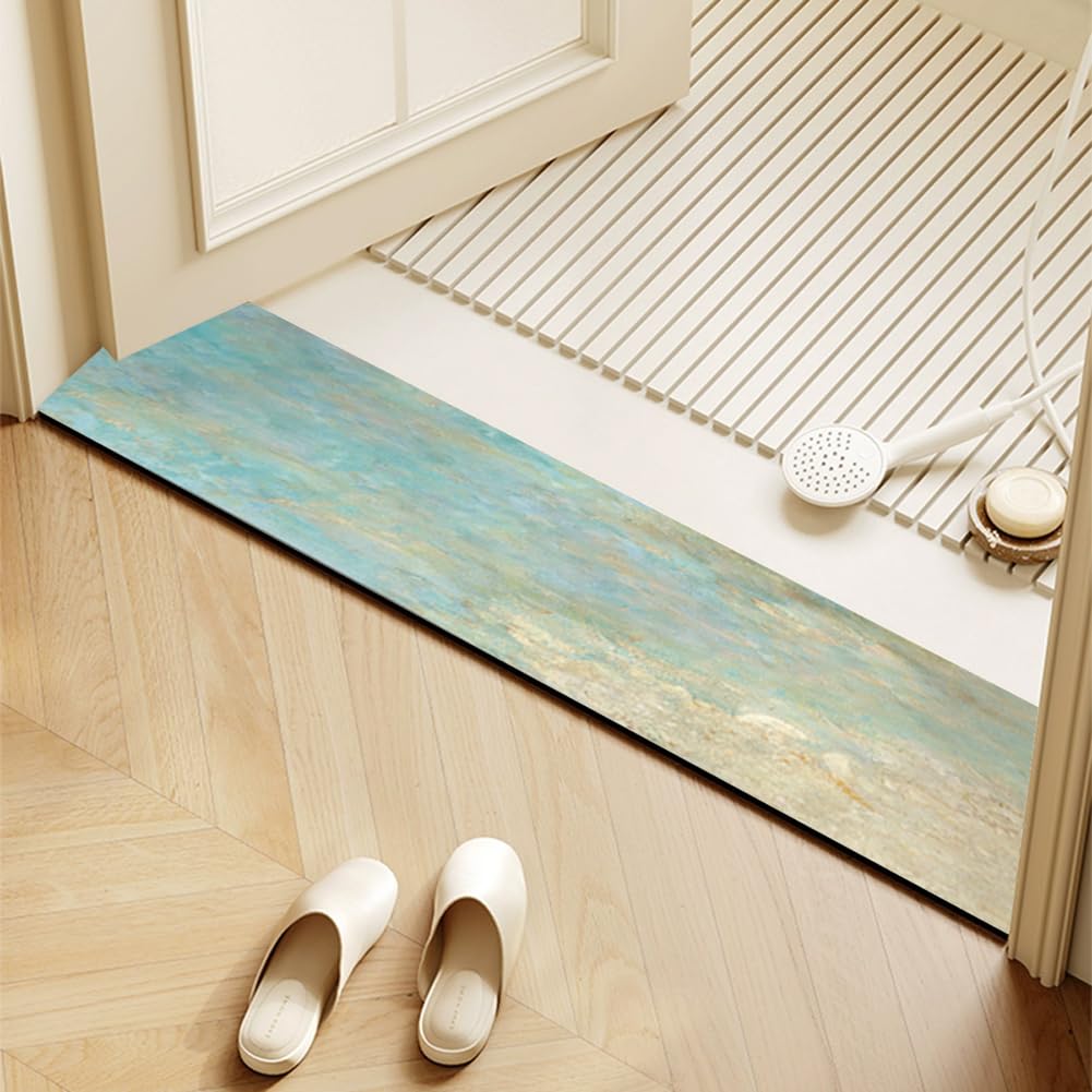 Tappeto Bagno 50x80cm,Diatomite Tappeto Antiscivolo,Tappeto Doccia Super Assorbente,Tappeti Cucina Lavabile per Cucine,Scrivanie,Bagni (Multicolore D)