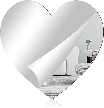 12 x 11.6x 1Pcs Heart Shaped Acrylic Wall Mirror Tile for Wall | Frameless Decorative Heart Shaped Mirror Wall Mounted with Adhesive Tapes for Bedroom, Living Room, Entryway, Home Decor