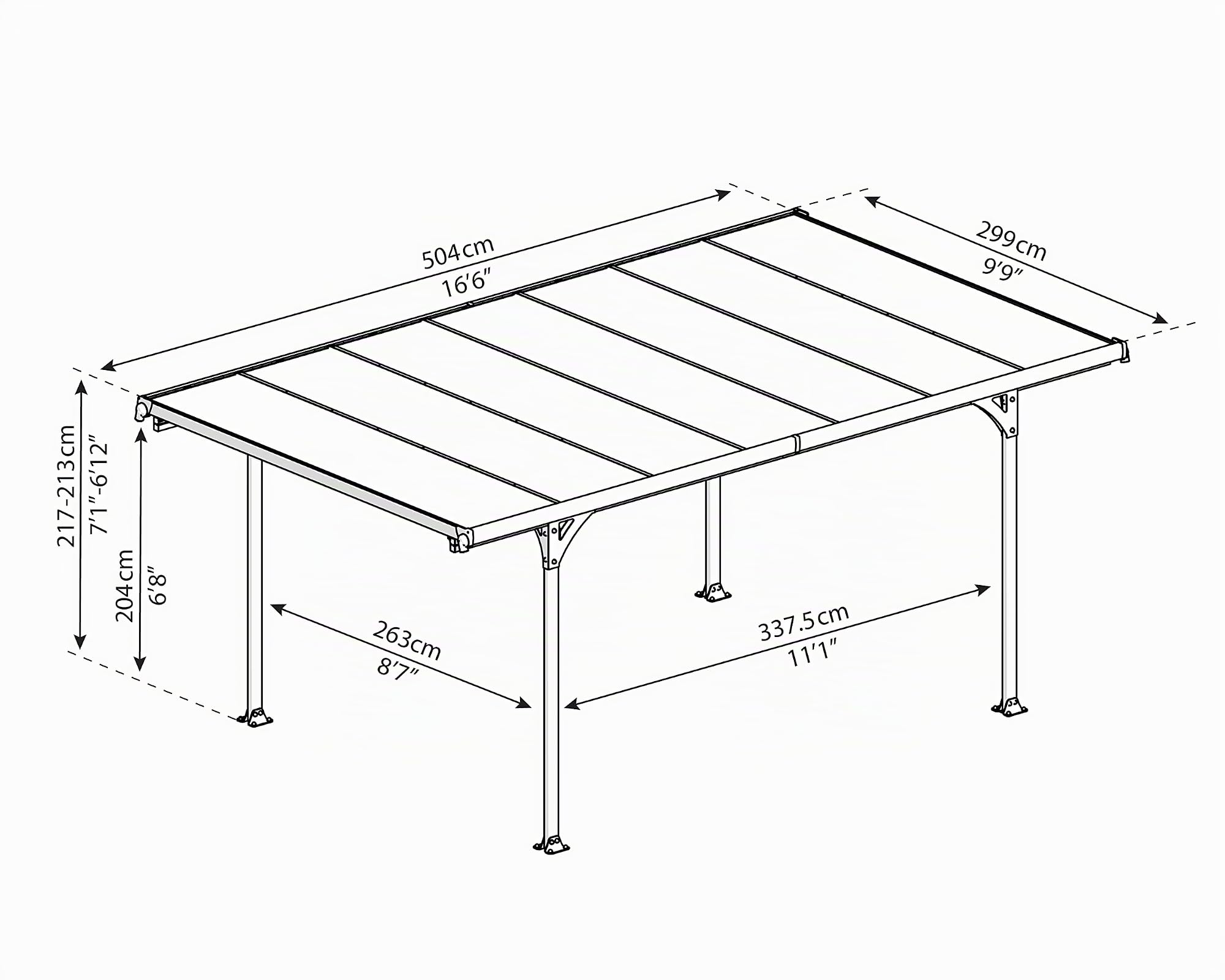 Canopia Carport Modena 5000 ca. 504 x 300 cm Aluminium schwarz