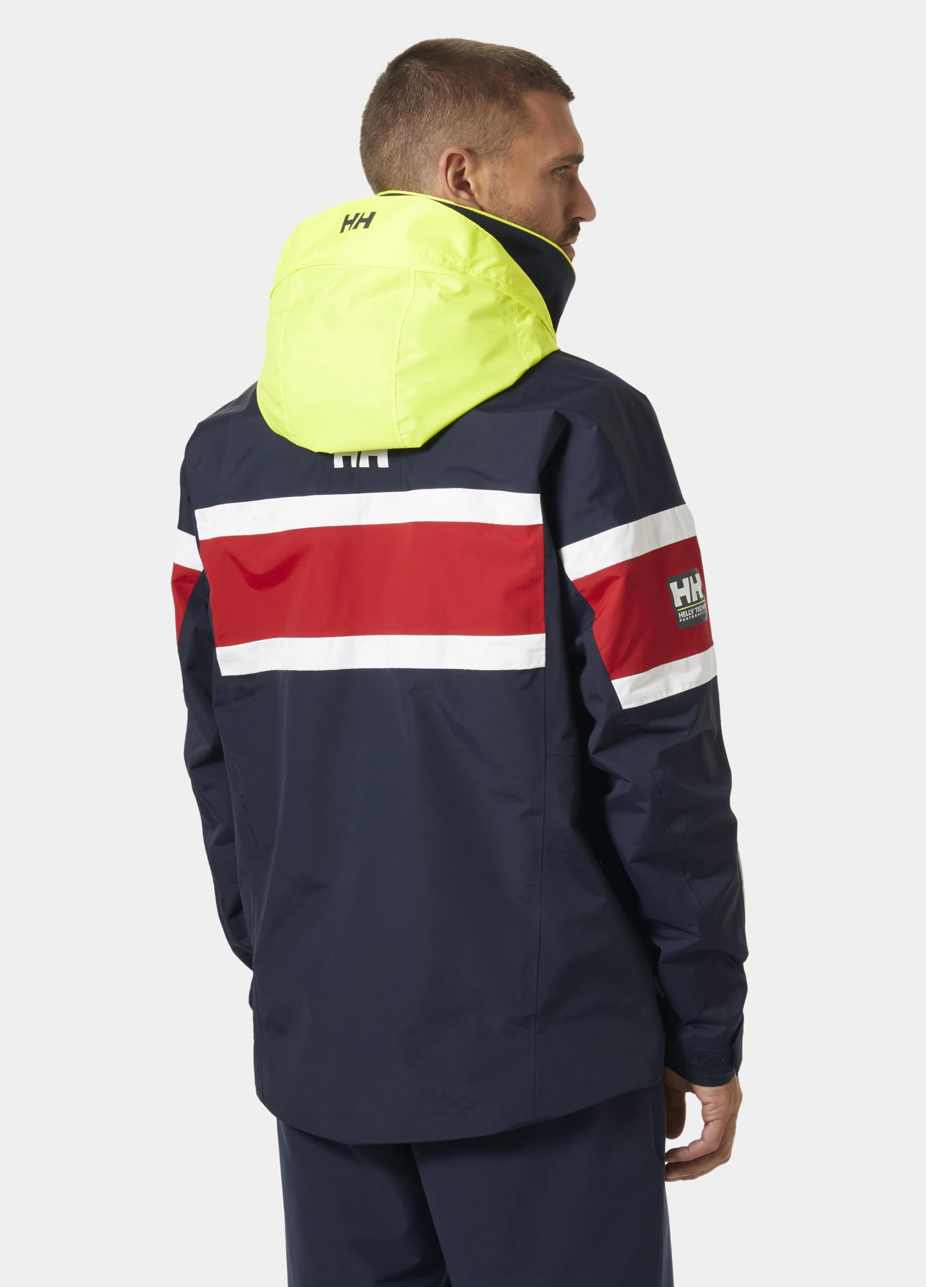 Helly-Hansen Salt Original Jacket - Giacca da vela da uomo, con bandiera a strisce, impermeabile, con cappuccio riflettente