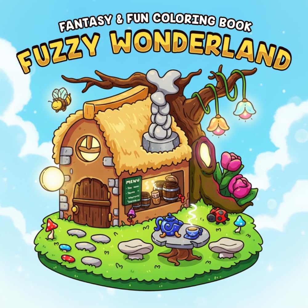 Fuzzy Wonderland Coloring Book: Magical World Coloring Pages with Fantasy Adventures, Adorable Characters, and Cozy Storybook Scenes for All Ages Relaxation