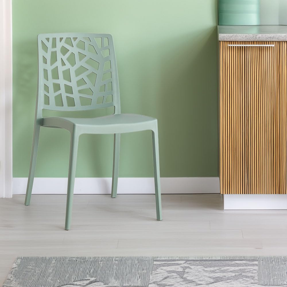 SIEDITI FUORI E DENTRO Sillas de Jardin en polypropylène Avec Fibre de verre, Sillas empilables pour extérieur ou intérieur, Design Moderne et Naturel - Trixy (4 Sillas, Verde Salvia)