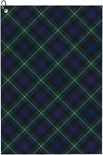 Dyale Clan Mackenzie Tartan Blue and Green Plaid Portable Super Absorbent Golf Towel, Suitable for Golf Sports