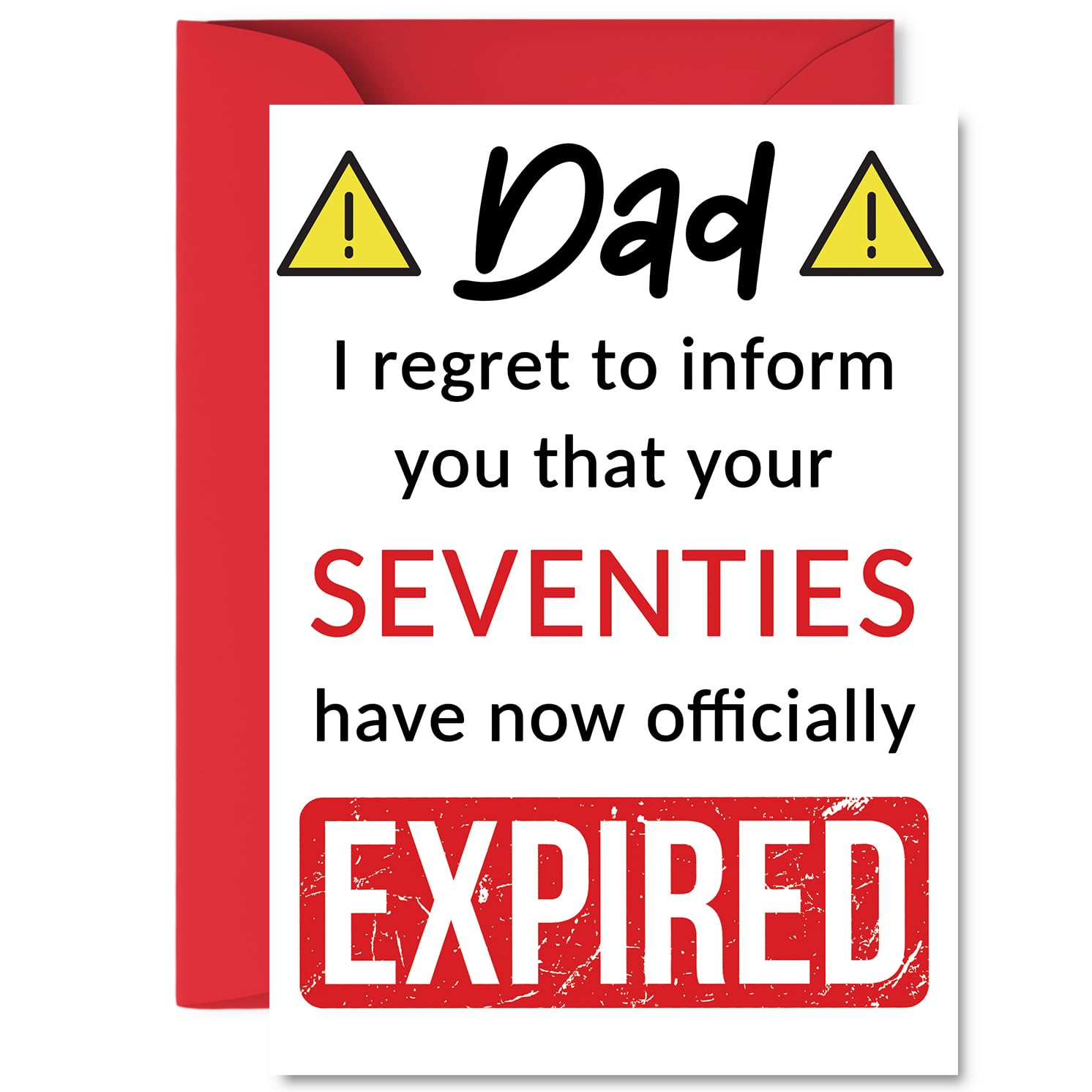 Funny 80th Birthday Cards for Dad - Your Seventies Have Expired - Happy Birthday Card for Dad Daddy Papa from Son Daughter, A5 Banter Joke Humour Bday Greeting Cards Gift