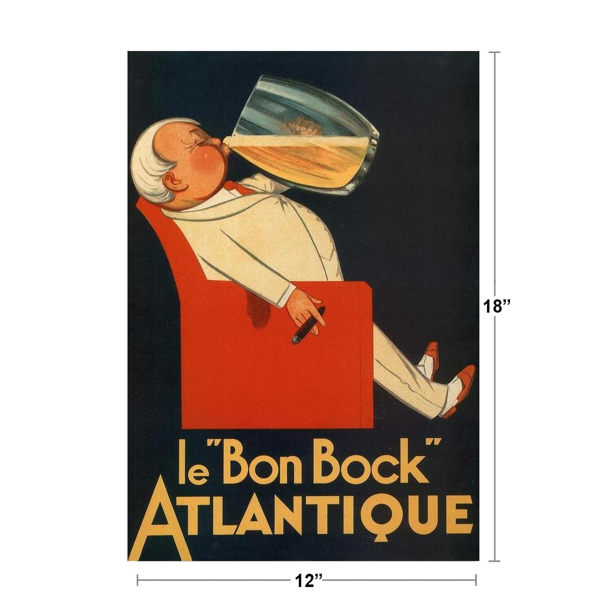 Amazon.com: Le Bon Bock Atlantique Vintage Beer Poster French