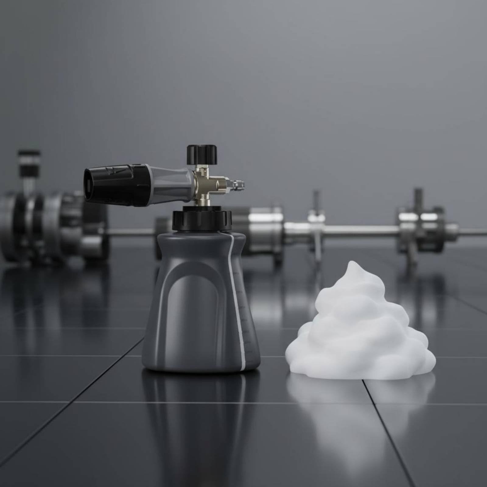 Milageto Lancia Schiuma Idropulitrice Dispenser Schiuma Bottiglia Detergente Attacco Rapido 1/4 Nucleo in Ottone Erogazione, Modello Nuovo Con Vaso Nero In Rame Puro