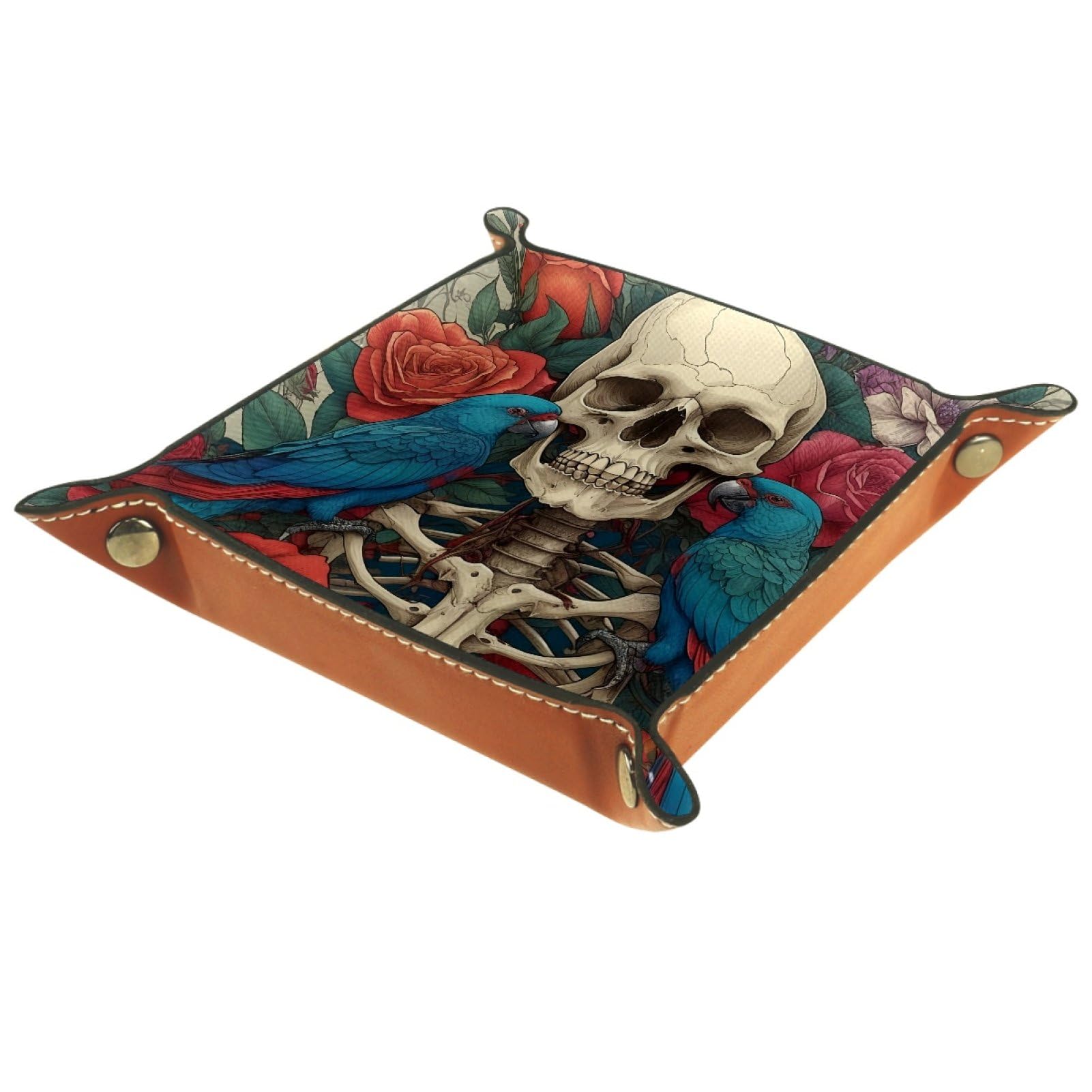 VAPOKF Skeleton Bird Portable Folding Dice Rolling Tray, Microfiber Leather Dice Holder for Dice Games Like RPG, DND and Other Table Games