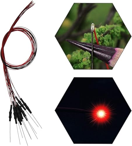 Evemodel L0402R 20pcs pre-cableado SMD LED 0402 diodo emisor de luz roja 12V pre-soldado Micro Litz cable cable longitud 7.8 pulgadas (7.9 in) para