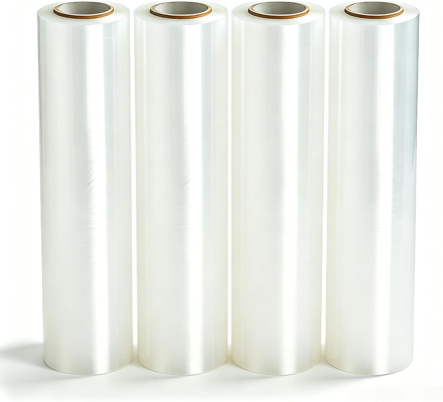 Honzon 4 Pack Clear Stretch Wrap Roll 18 Inch x 1500 Feet 80 Gauge, Heavy Duty Industrial Pallet Wrapping Stretch Film, Self Adhesive Stretch Wrap for Moving Shipping Storage Packaging Supply