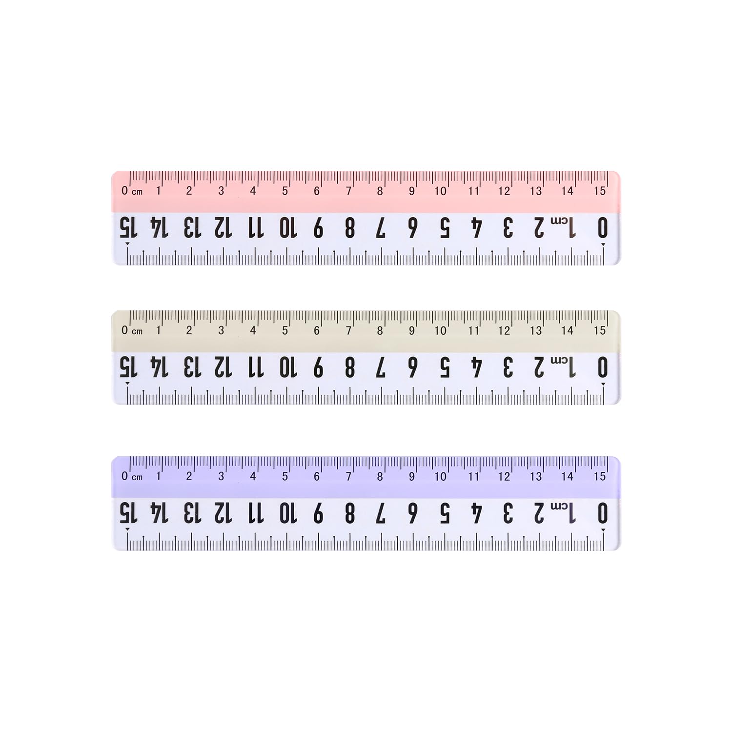 Groveess 3 Pcs 15Cm Transparent Straight Ruler,Shatterproof Plastic Clear Rulers,Measuring Ruler Tool For Student School Office Teaching(Color Random)